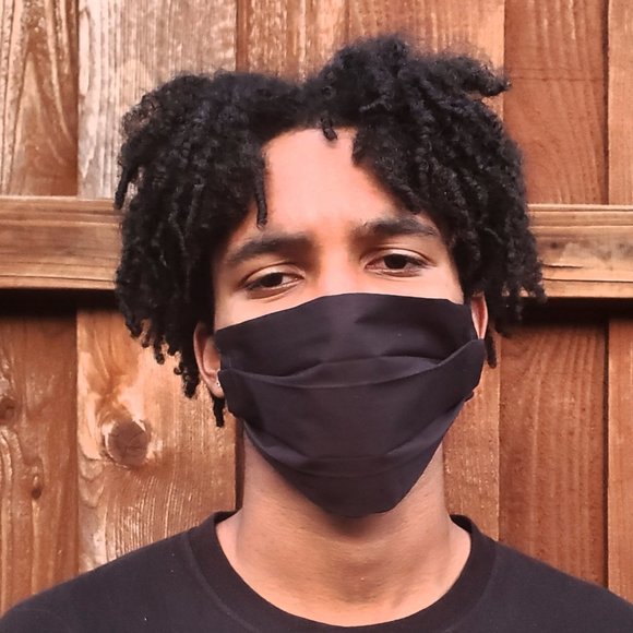 Man Basic Black Handmade Cotton FacMask,Reuse/Wsh - Picture 4 of 4